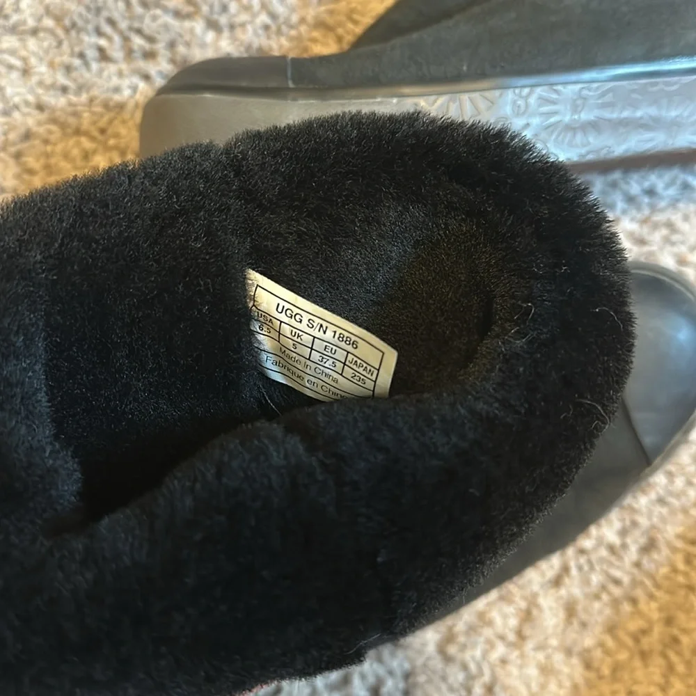 UGG Black Winter Boots with Rubber Soles And Toe cap Size 6.5 - Picture 6 of 9